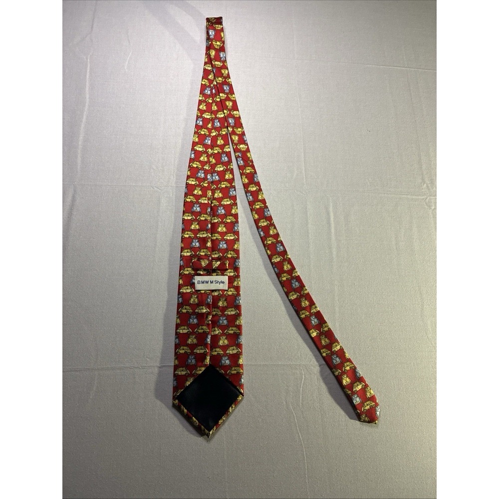 BMW M Style 100% Silk Necktie Car Autos Red Vintage Automobile